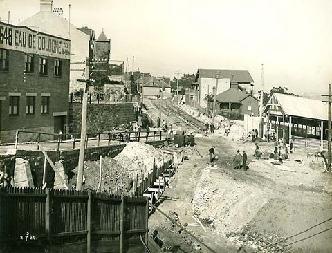Lavender Bay Station - under construction, 1924