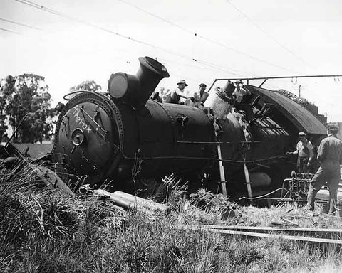 Derailment at Mt Druitt, c. 1956