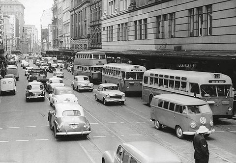 Buses replace trams, c.1962, c. 1962