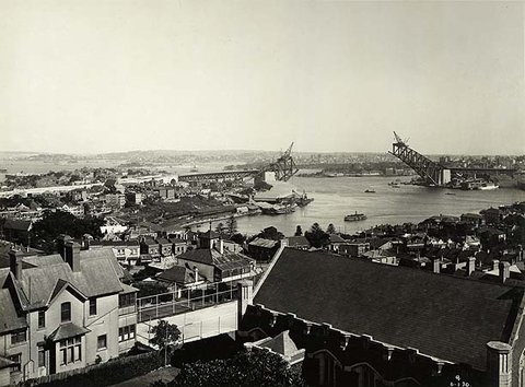 Sydney Harbour Bridge under construction, c. 1930