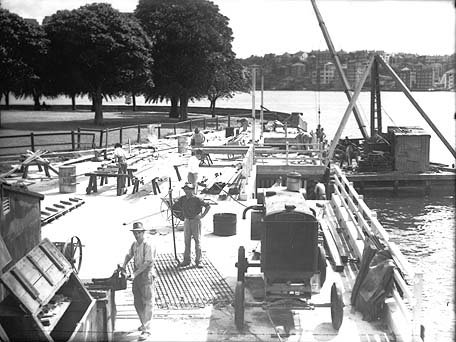 Building the wharf at Bennelong Point, c. 1950