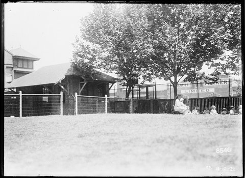 View from Lance Playground - Sydney Harbour Trust Kindergarten, Millers Point across Hickson Road to Huddart Parker Wharf Number 3 Darling Harbour, c. 1922