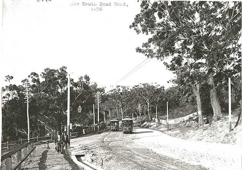 Rose Bay tram in operation on New South Head Road, 1898
