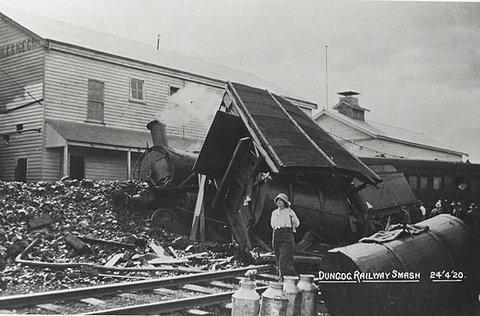 Train derailment near Dungog, c. 1920