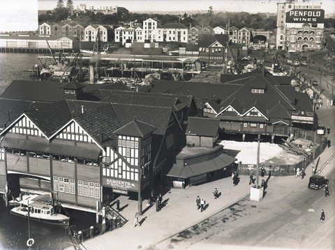 The ferry wharf area of Circular Quay under construction, c. 1955