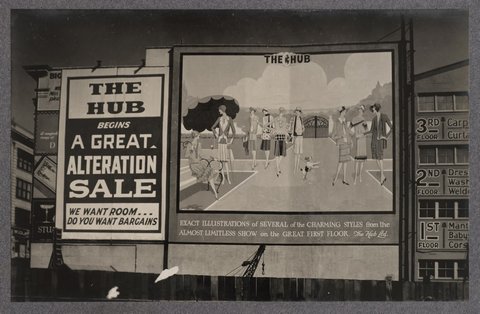 Large wall advertising signs for The Hub Ltd, 1920 - 1929