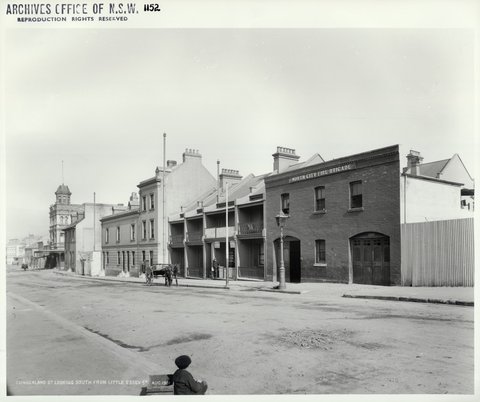 Cumberland Street looking south from Little Essex Street, The Rocks (NSW), 1901–08