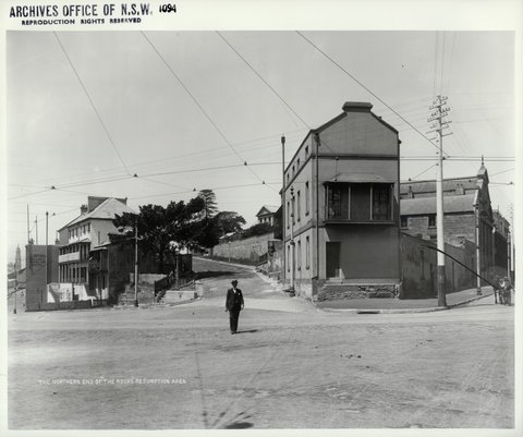 The northern end of the resumption area, The Rocks (NSW) Rocks Resumption photographic survey, 1901