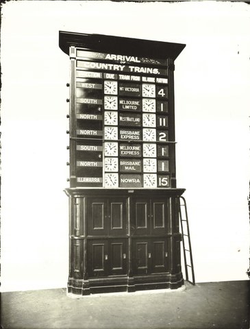 The steam platform arrival indicator at Central Railway Station, Sydney (NSW), c. 1906