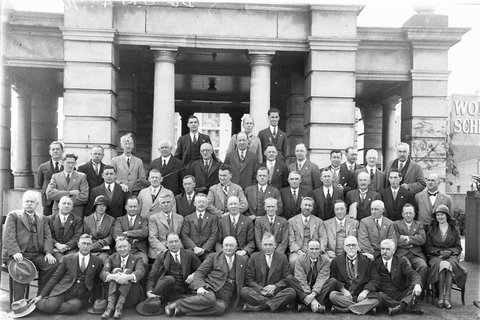 A large group of school masters and two mistresses of a high school, 1930s