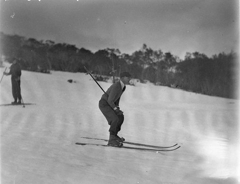 A study of a male skier, 1930s