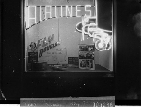 A window display urging to Fly by Douglas, 1941