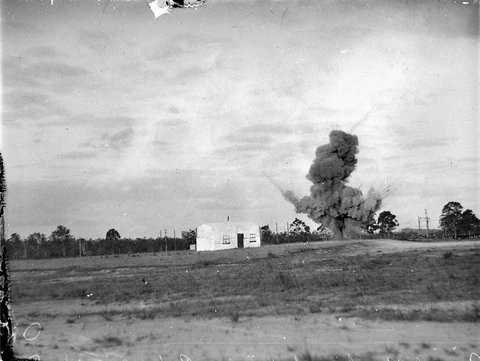 Aero Pageant at Hargrave Park aerial bombing of a dummy house, 1930s