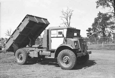 Army disposals Ford F60S 4wheel drive tiptruck taken for Mr McIntosh Ford Motor Truck Co Homebush, 1944
