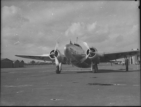 Arrival of Frank Neil by plane, 1939