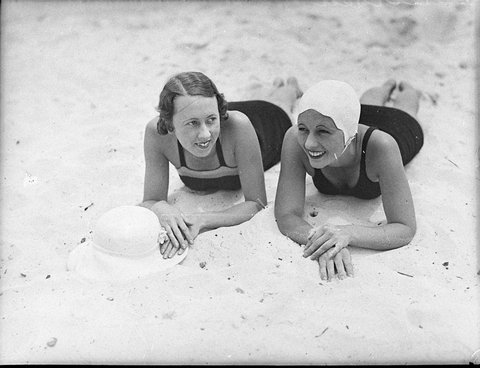 Beryl Lewis left and Nancy Lewis Nielsen Park Vaucluse, 1930s