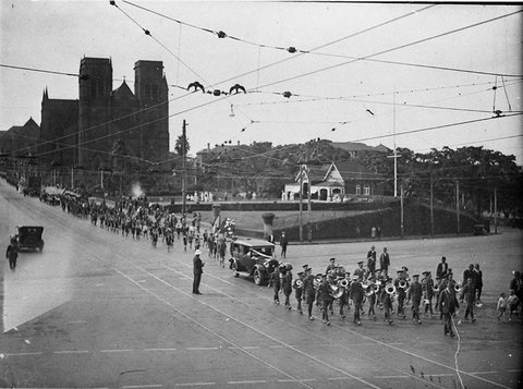 Big march along College Street, 1930s