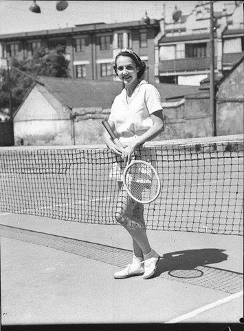 Billy Worth playing tennis taken for JC Williamson, 1937