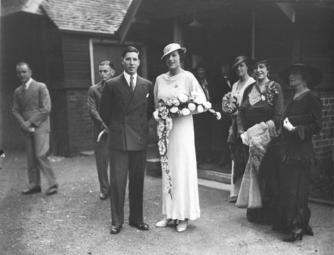 Bridal couple at wedding MackayLe Febre wedding, c. 1934