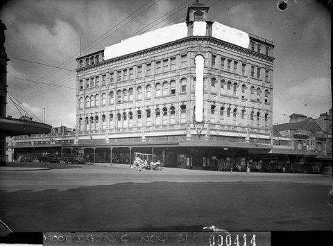Buckinghams Department Store Oxford Street Darlinghurst with V for Victory sign taken for Building Publishing Co, 1942