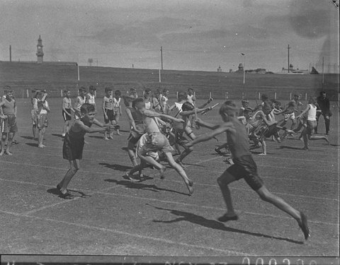 Change of batons in the relay race Christian Brothers Sports, 1935