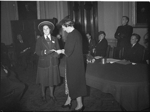 Cheque presentations from school, 1945