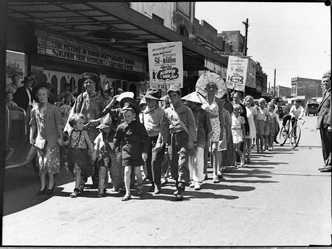 Childrens parade South Kensington Reno taken for Acme Theatres, 1946