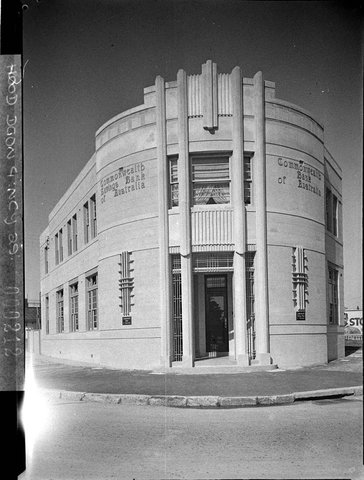 Commonwealth Bank branch office at Bexley Front elevation of the corner treatment of the building, 1937