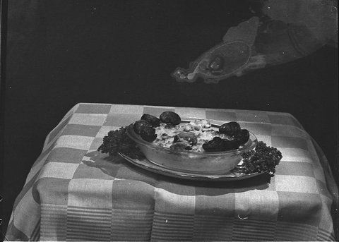 Cooking display taken for Mrs Brooks Smiths Weekly, 1946