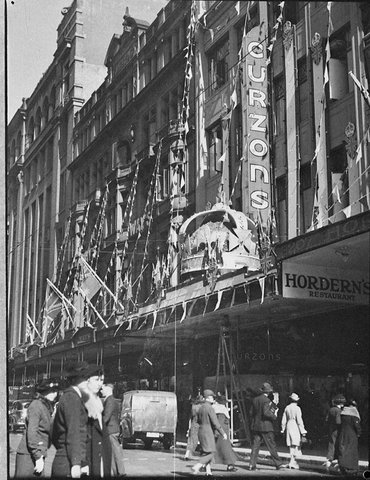 Coronation displays in city, 1937
