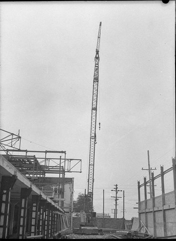 Crane at Darby Street wool store, 1957
