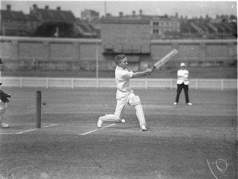 Cricketers in action, 1930s