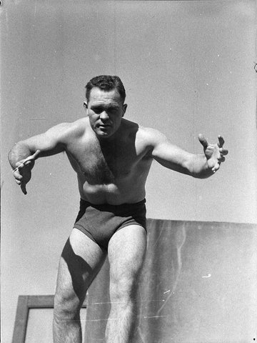 Dr McKenzie wrestler taken for Leichhardt Stadium Ltd, 1937
