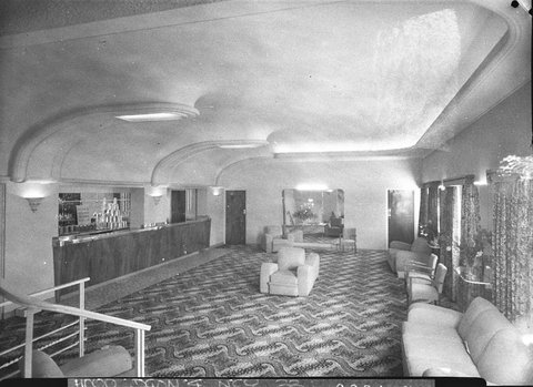 Dress circle foyer Nepean Theatre Penrith Mr Spence owner taken for Guy Crick Co, 1948