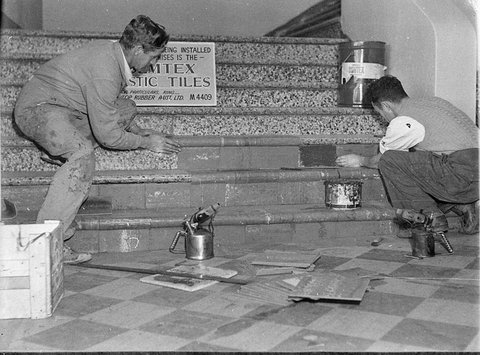 Dunlop Perdriau Semtex tiles Odeon at Rockdale, 1949