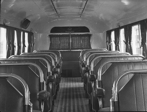Entrance Red Bus Service Properts Body Works, 1947