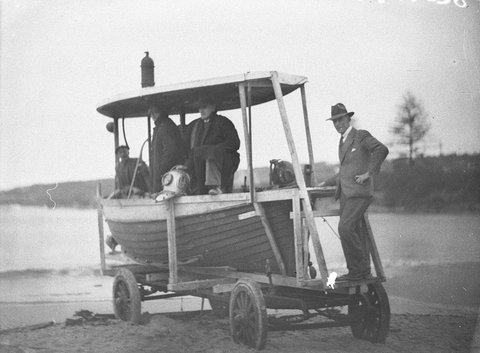 Experimental deep sea diving tender Malabar being tested at Long Bay, 1934