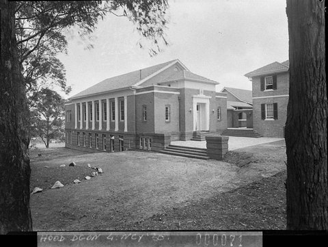 Exterior of buildings Barker College Hornsby for Building Publishing Co, 1938