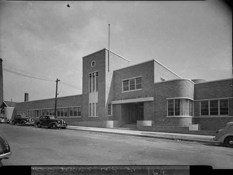 Exterior view of the whole building Waugh Josephsons new factory St Peters, 1940