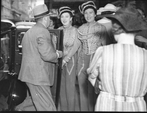 Female commissionaires outside Theatre Royal, 1939