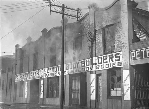 Fire at Peters Bryden Peters Motor Body Works, 1934