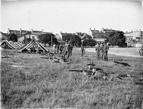 First Battalion musketry drill at park parade Paddington, c. 1932