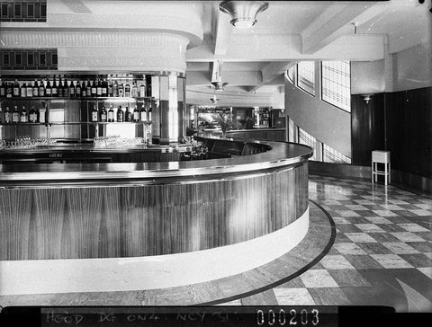 French curves of the saloon bar the Century Hotel taken for Building Publishing Co, 1941