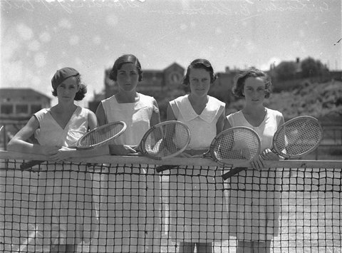 G Lindus B Christensen S Holder and P McBeth Newcastle Juniors Lawn Tennis Country Carnival Rushcutters Bay January 1935
