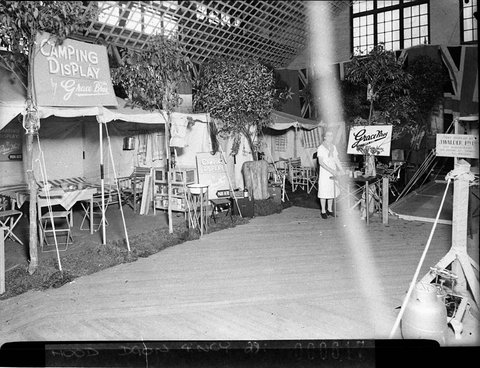 Grace Bros Ltd Camping equipment display at Palladium, 1938