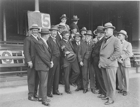 Group of men at Sydney Cricket Ground, c. 1940