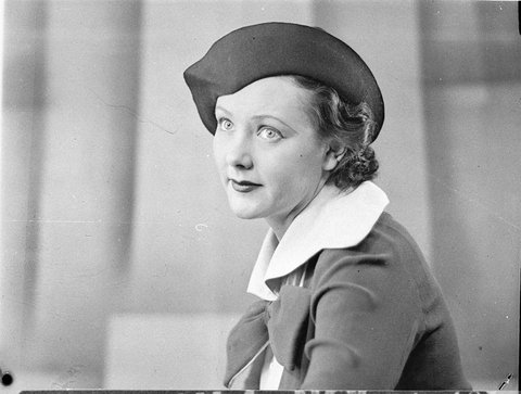 Head of a fashion model wearing a hat, c. 1935