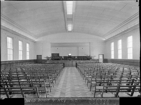 Interior of assembly hall Barker College Hornsby for Building Publishing Co, 1938