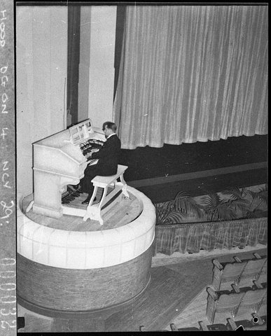 Jack Barnett on the Wurlitzer at the opening night of the Savoy Theatre Hurstville, 1937