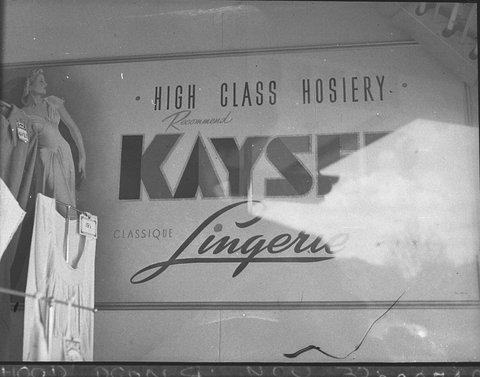Kayser hosiery display taken for Mr Guille General Display Co, 1947